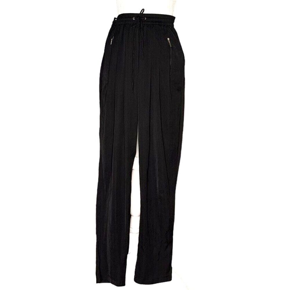Zara Trafaluc Tapered Leg Casual Pants Zip Pockets Elastic Waist Black XS
